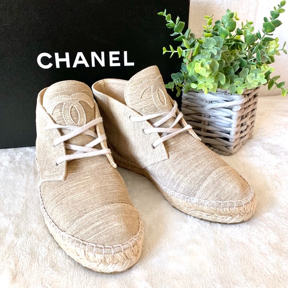 CHANEL Shoes - CHANEL Suede Leather High Top Sneaker Espadrilles